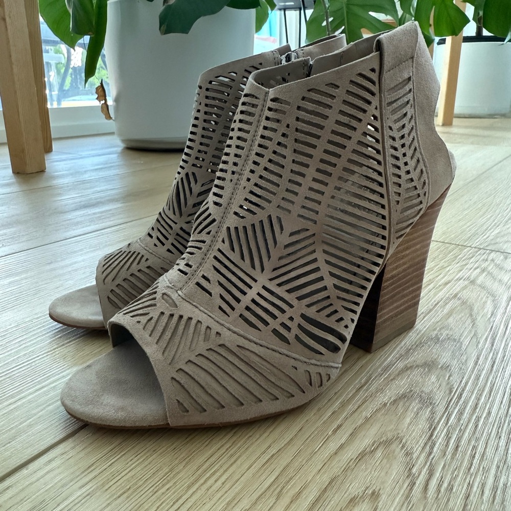 Vince Camuto Tan Heeled Boots with Suede Finish